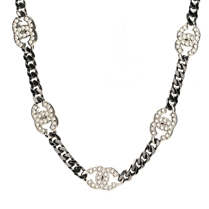 Chanel Ruthenium Crystal Chain CC Choker Silver 1 of 5