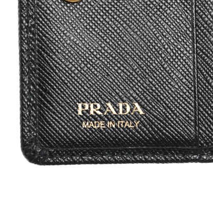 Prada Saffiano Metal Flap Card Holder Black 7 of 8