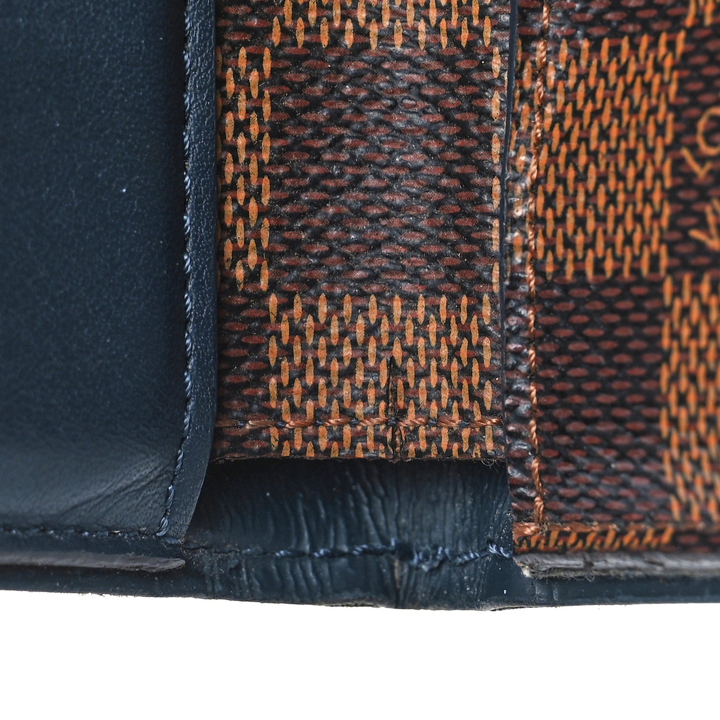 Damier Ebene Calfskin Multiple Wallet Blue