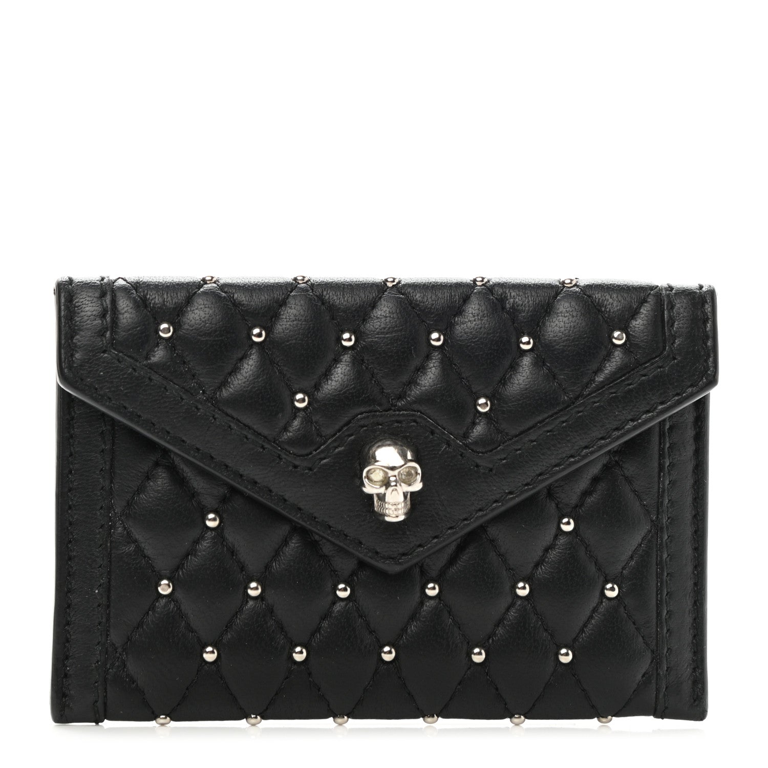 Alexander McQueen Nappa Studded Skull Envelope Card Holder Black 1 of 9