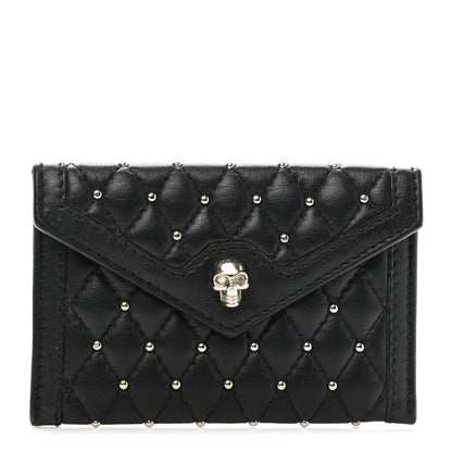 Alexander McQueen Nappa Studded Skull Envelope Card Holder Black 1 of 9