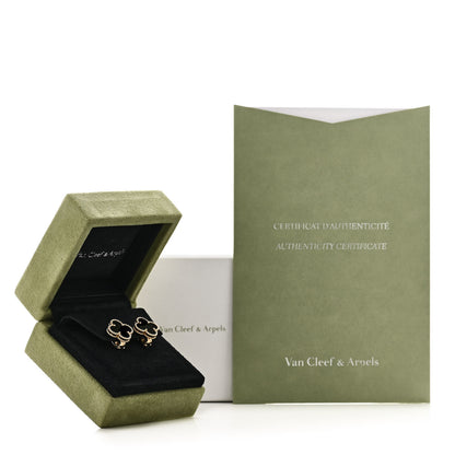 Van Cleef & Arpels 18K Yellow Gold Black Onyx Vintage Alhambra Earrings 5 of 5