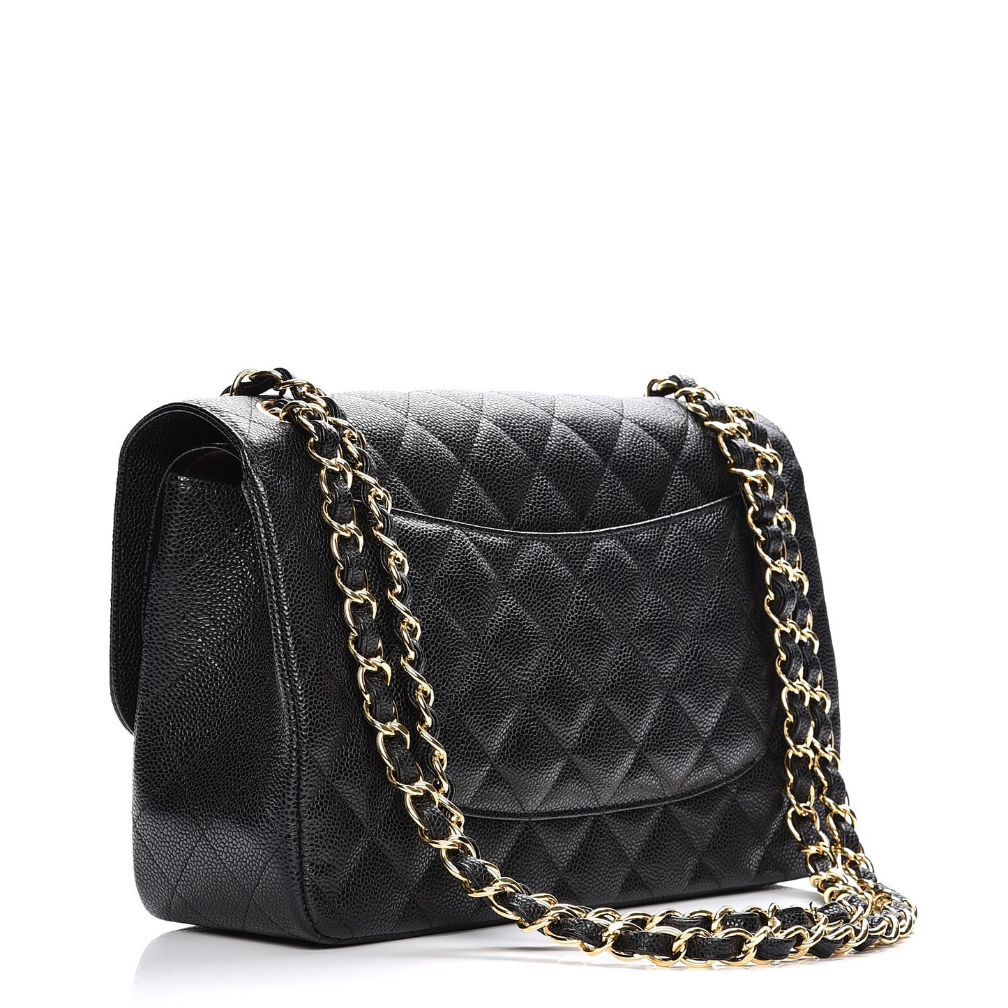Caviar Quilted Jumbo Double Flap Black