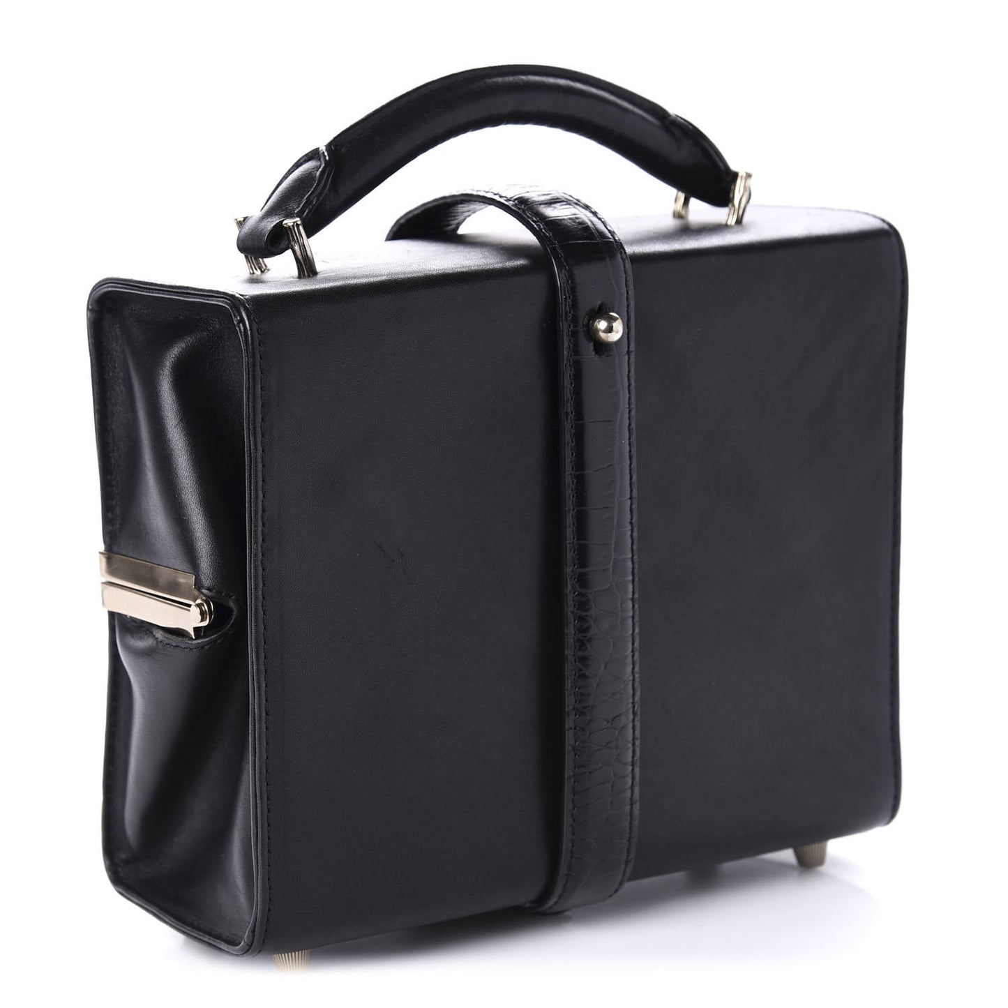Calfskin Crocodile Embossed Tai Dopp Kit Bag Black