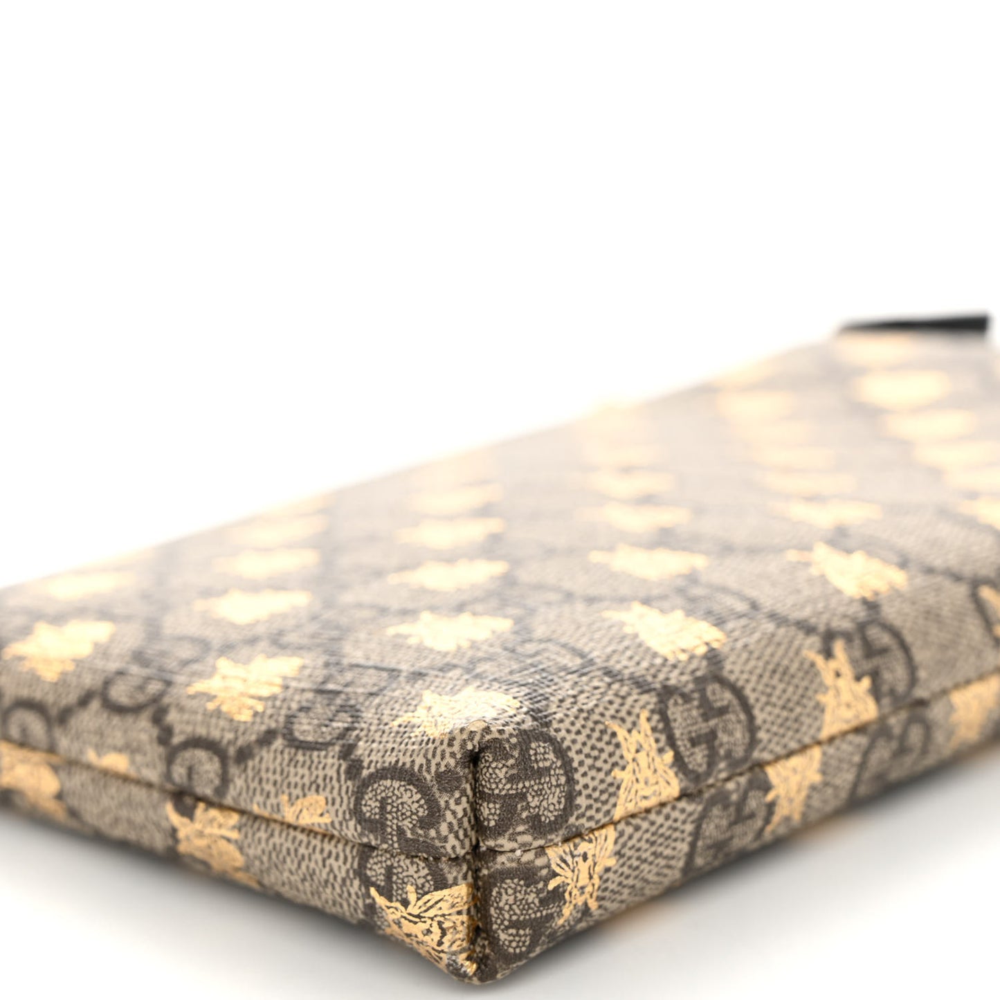 GG Supreme Monogram Bees Wrist Wallet Beige Black