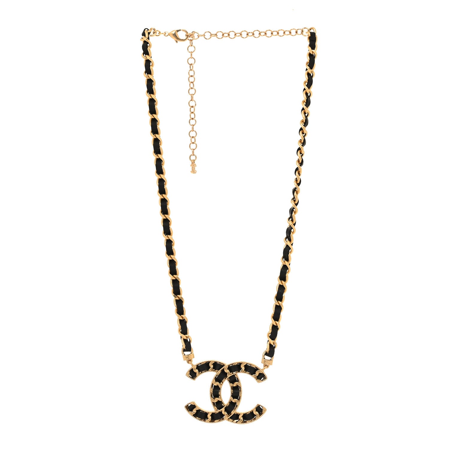 Chanel Metal Lambskin CC Buckle Up Necklace Black Gold 3 of 5