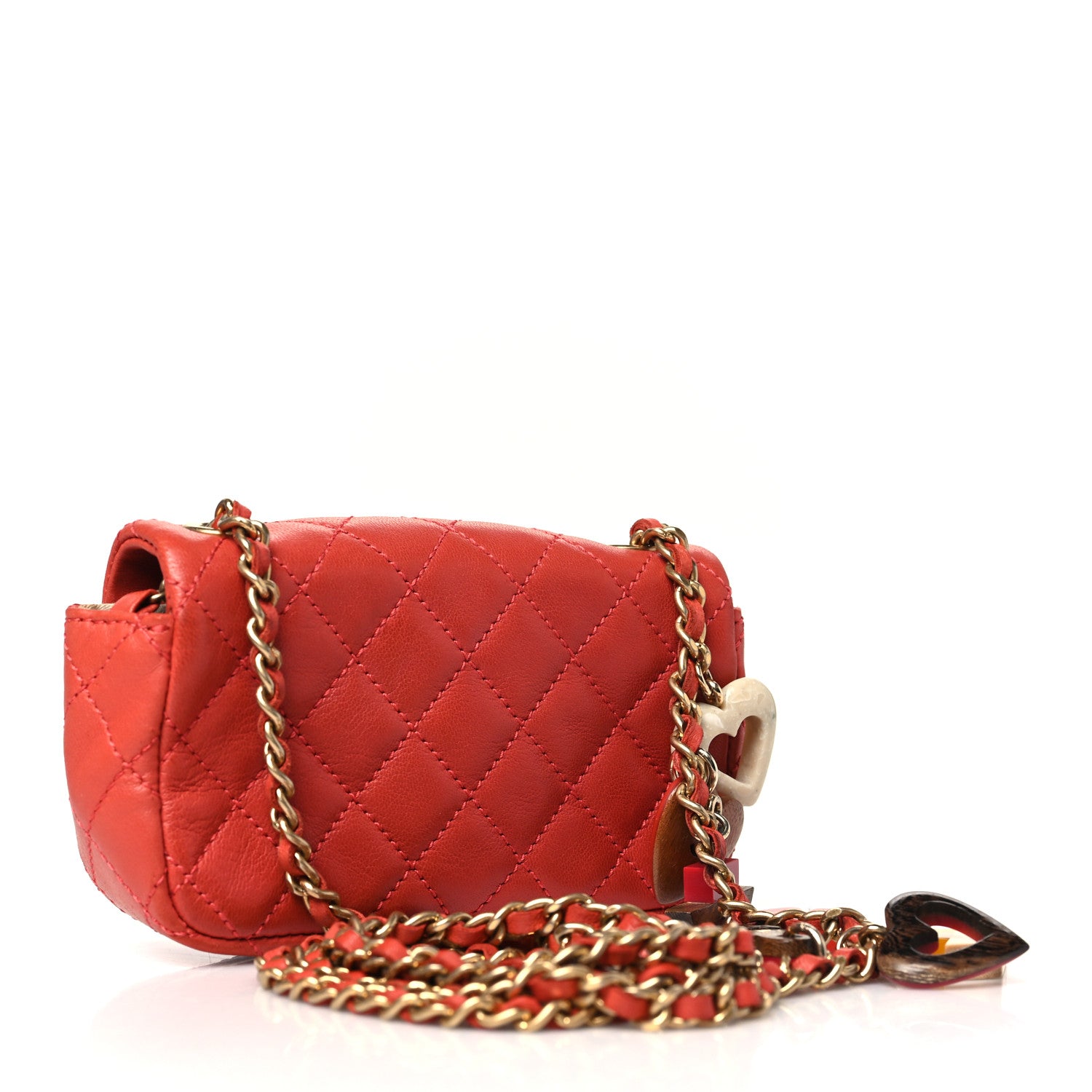 Chanel Lambskin Quilted Extra Mini Cruise Charm Flap Coral 3 of 11