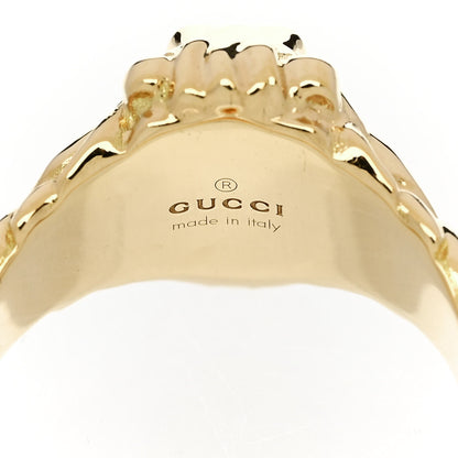 Gucci 18K Yellow Gold Diamond Fire Opal Lion Head Ring 55 7.25 5 of 6