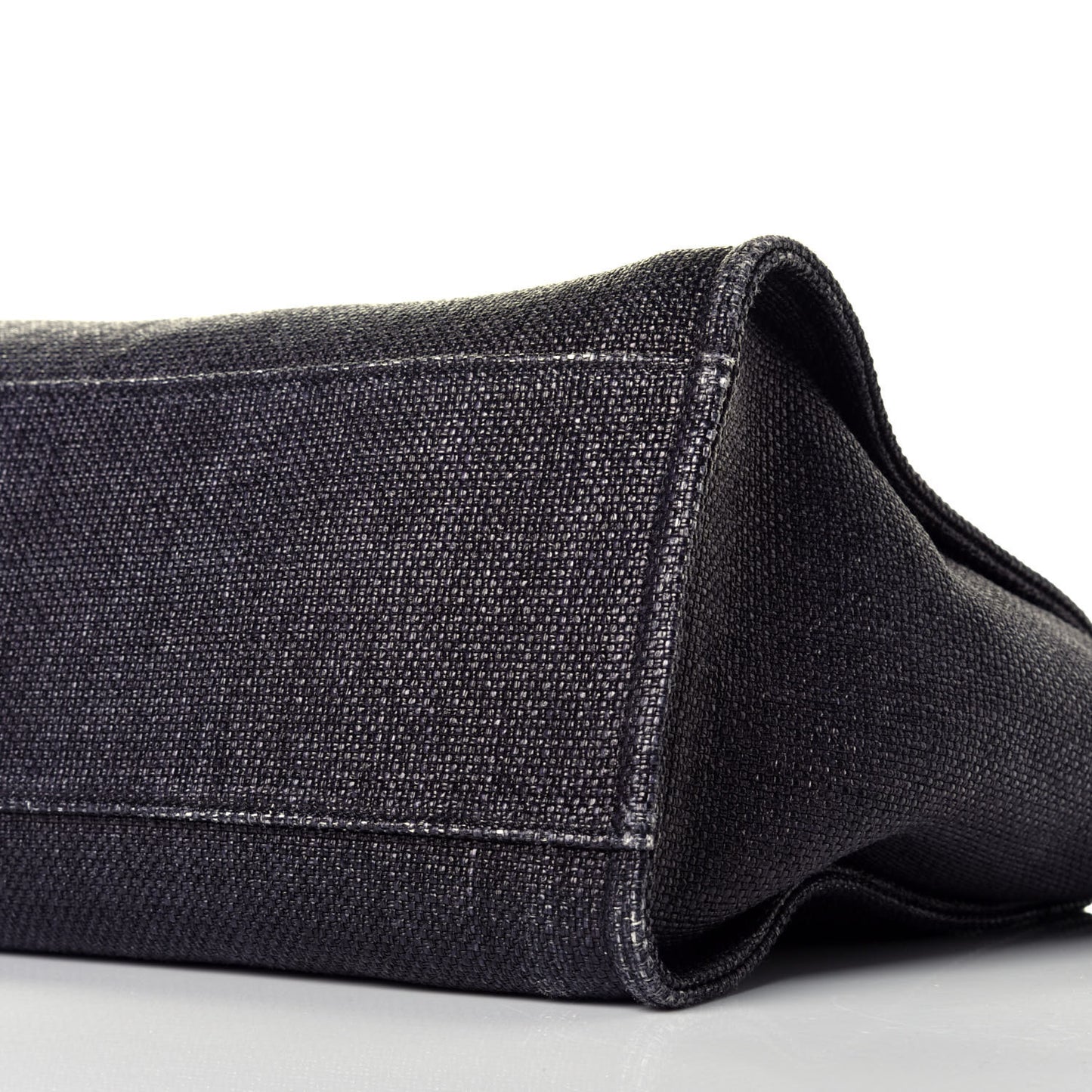 Woven Straw Raffia Large Deauville Tote Black