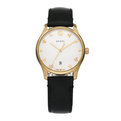 Gucci Stainless Steel Calfskin Mother of Pearl 29mm G-Timeless Charm Quartz Watch 1 of 5