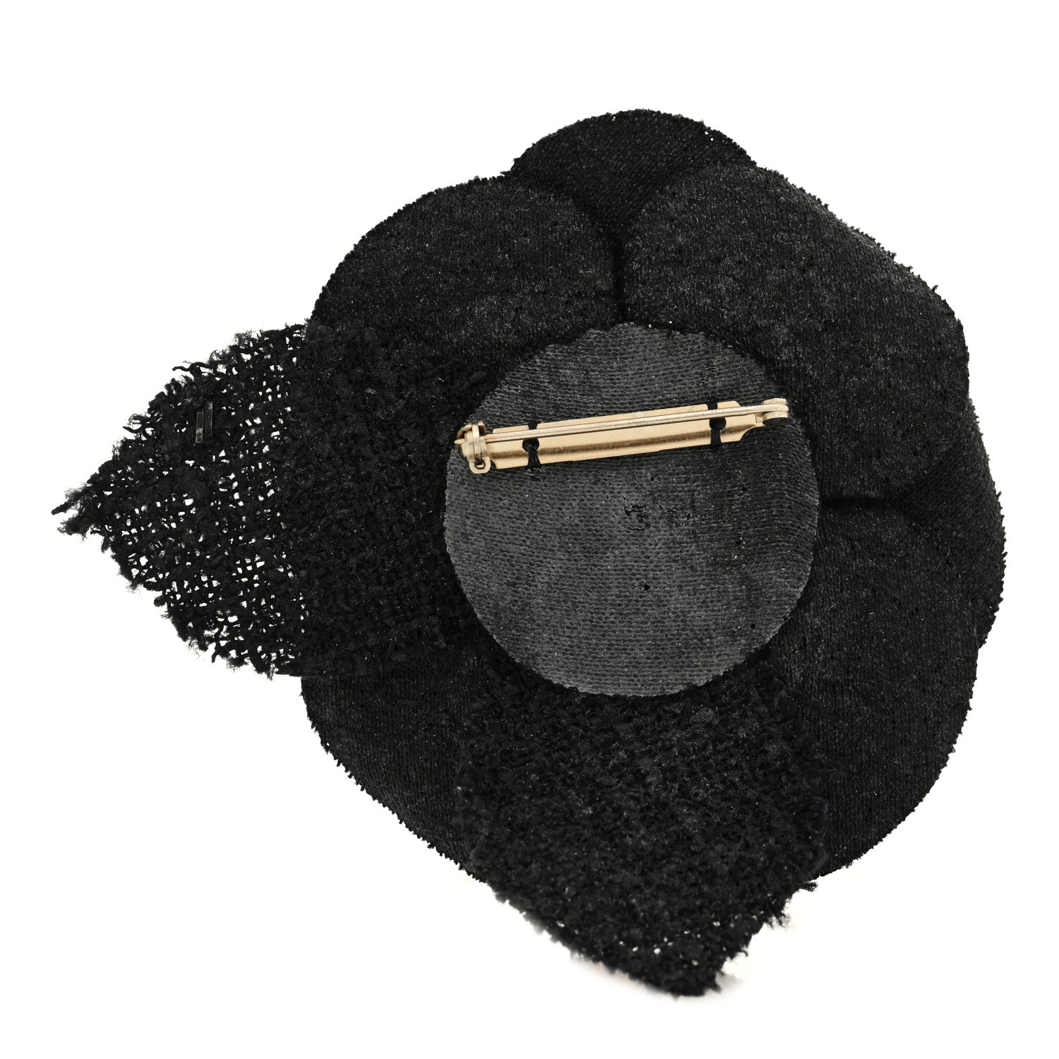 Chanel Tweed Camellia Pin Brooch Black 3 of 3