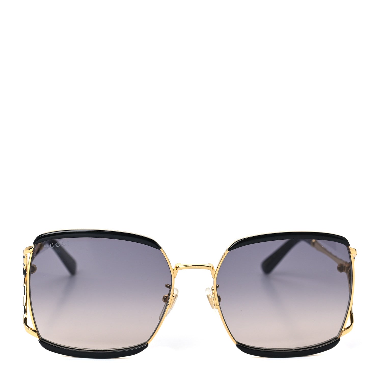 Gucci Metal Square Frame GG0593SK Sunglasses Gold Black 2 of 8