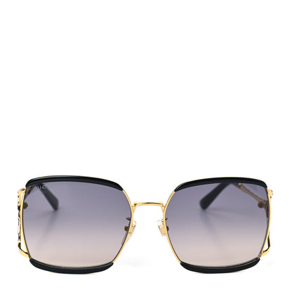 Gucci Metal Square Frame GG0593SK Sunglasses Gold Black 2 of 8