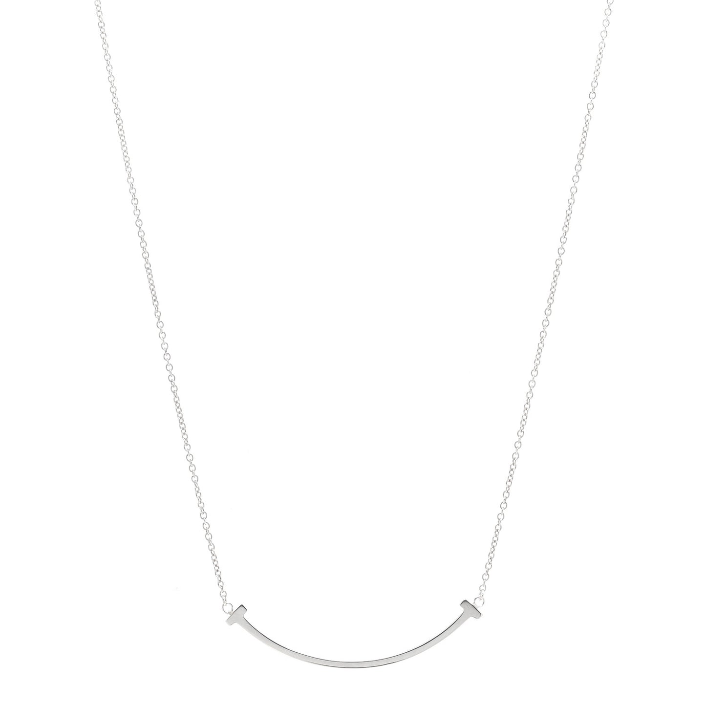 Sterling Silver Small T Smile Pendant Necklace
