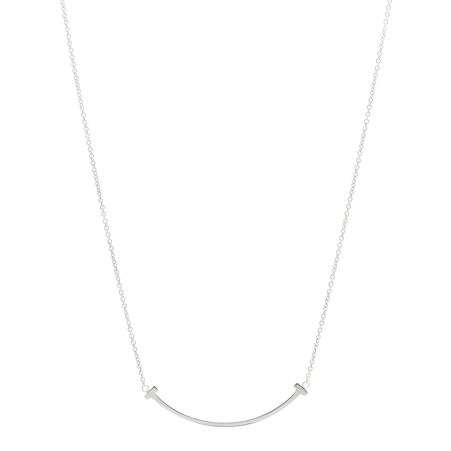 Tiffany Sterling Silver Small T Smile Pendant Necklace 1 of 3