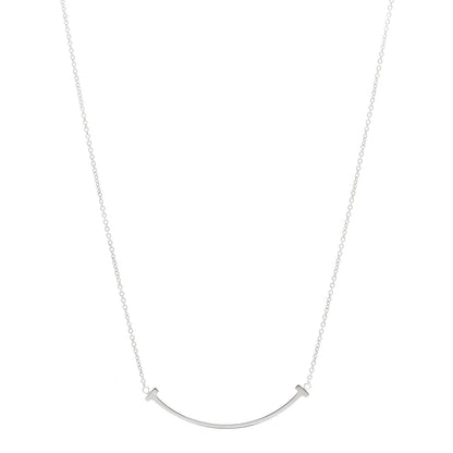 Tiffany Sterling Silver Small T Smile Pendant Necklace 1 of 3