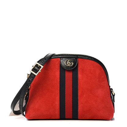 Gucci Suede Patent Web GG Small Ophidia Dome Shoulder Bag Hibiscus Red 1 of 9