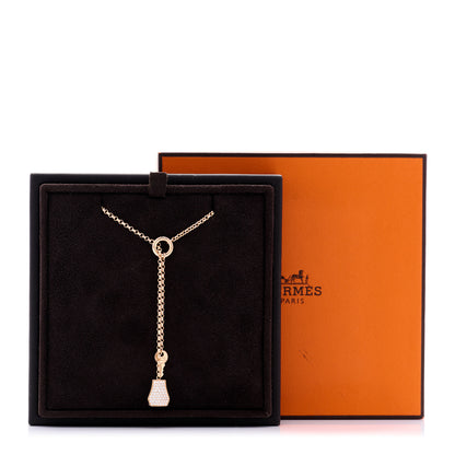 Hermes 18K Rose Gold Diamond PM Kelly Clochette Necklace 6 of 6