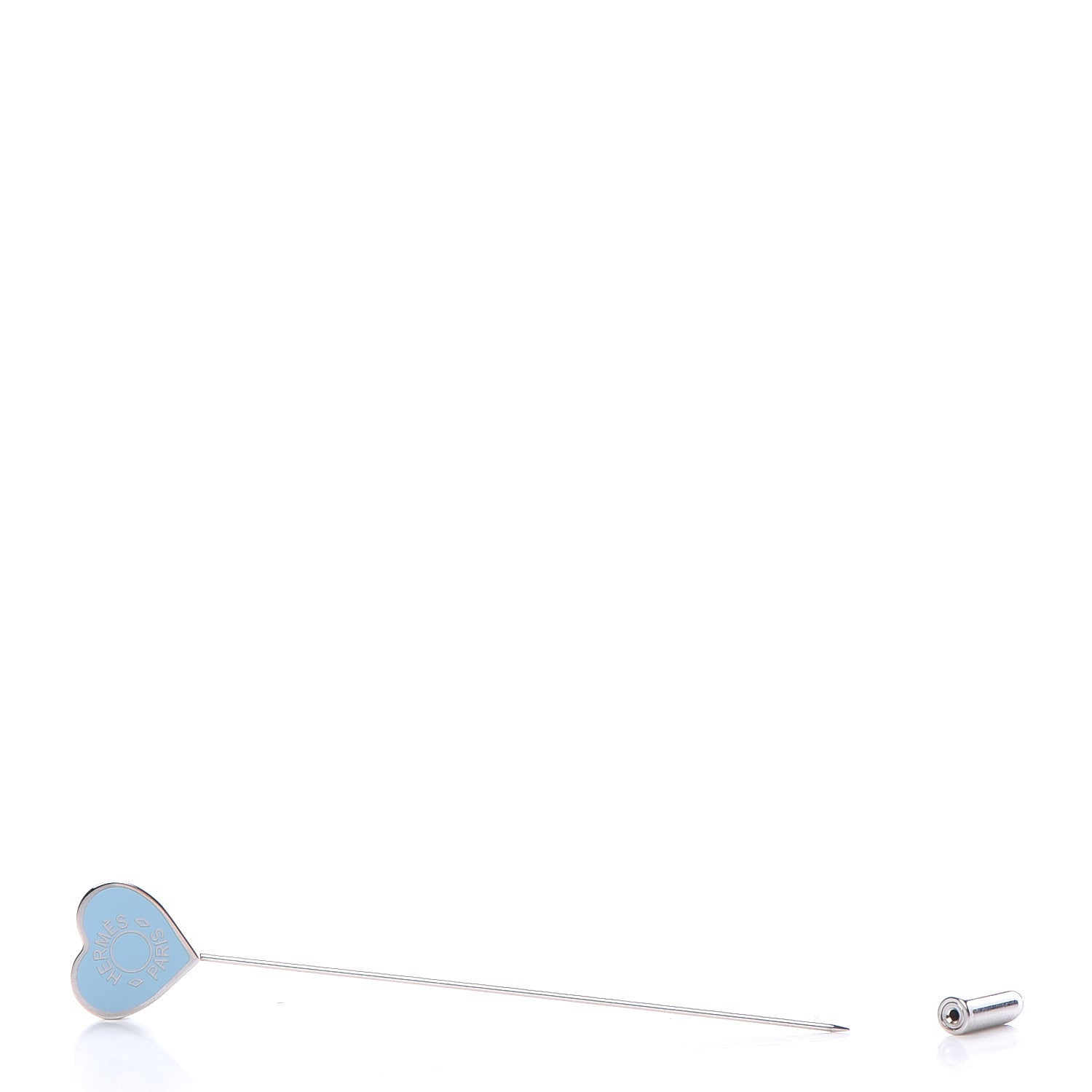 Hermes Lacquered Palladium Clou De Coeur Hat Pin Bleu Pastel 4 of 4
