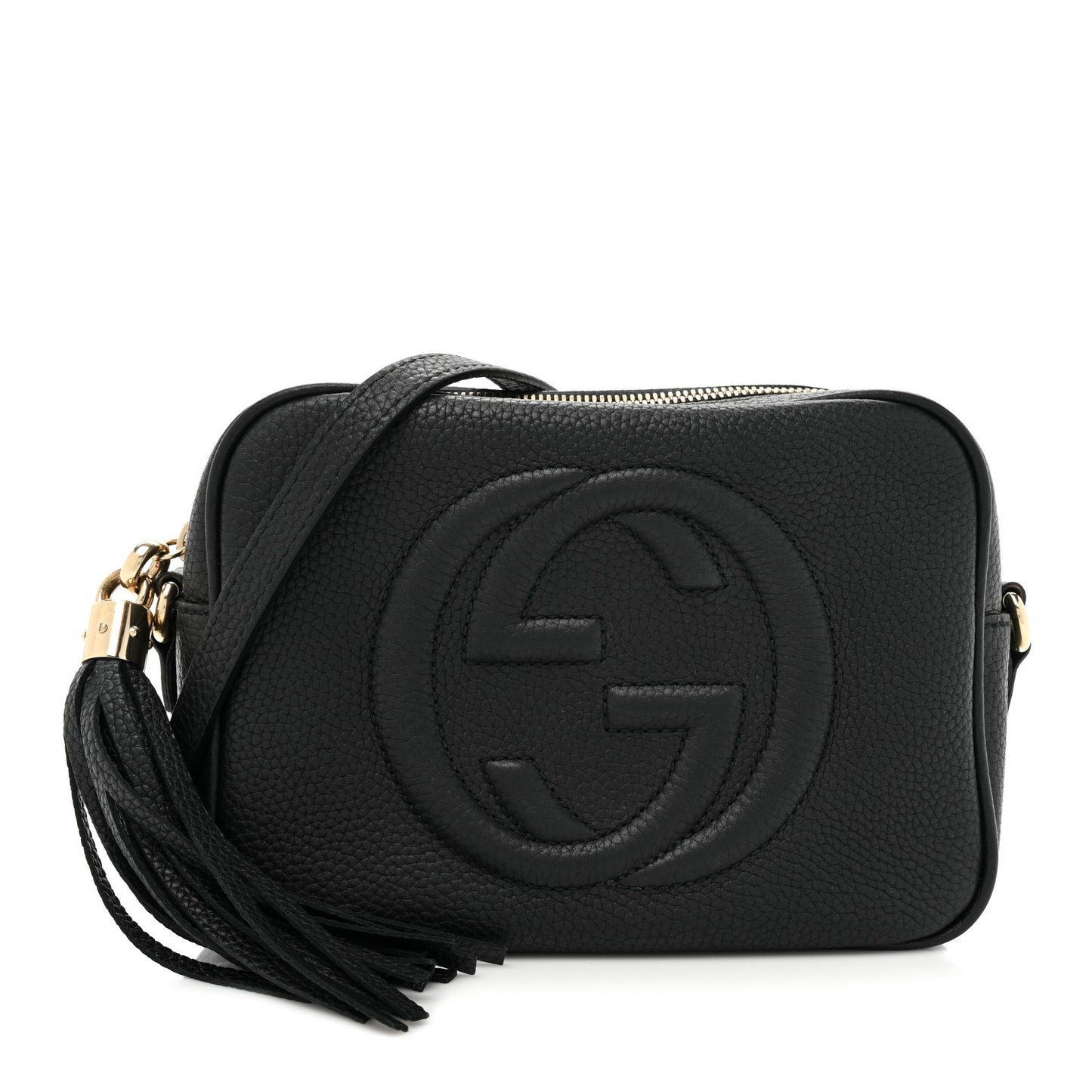 Pebbled Calfskin Small Soho Disco Bag Black