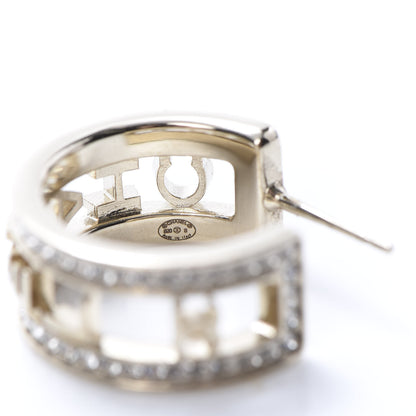 Chanel Metal Crystal Bow-tiful CC Hoop Earrings Gold 4 of 5