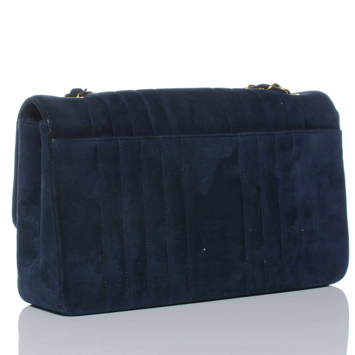 Suede Vertical Quilt Medium Flap Blue