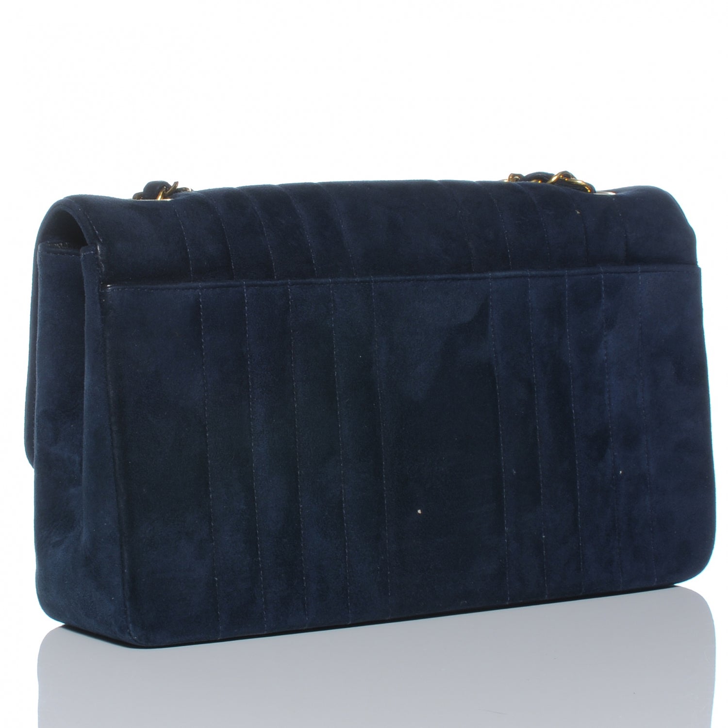 Chanel Suede Vertical Quilt Medium Flap Blue 3 of 8