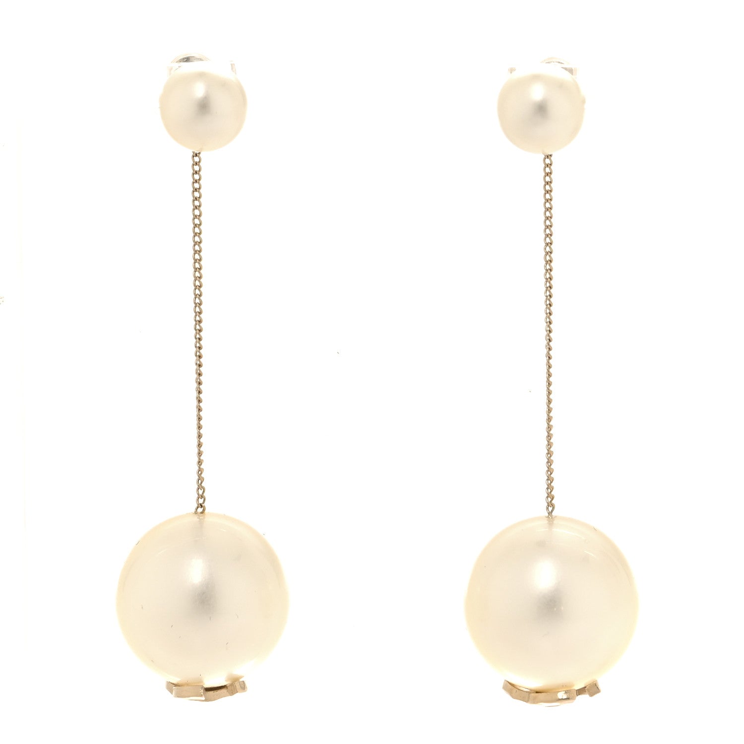 Chanel Pearl CC Chain Drop Earrings Gold 1 of 5