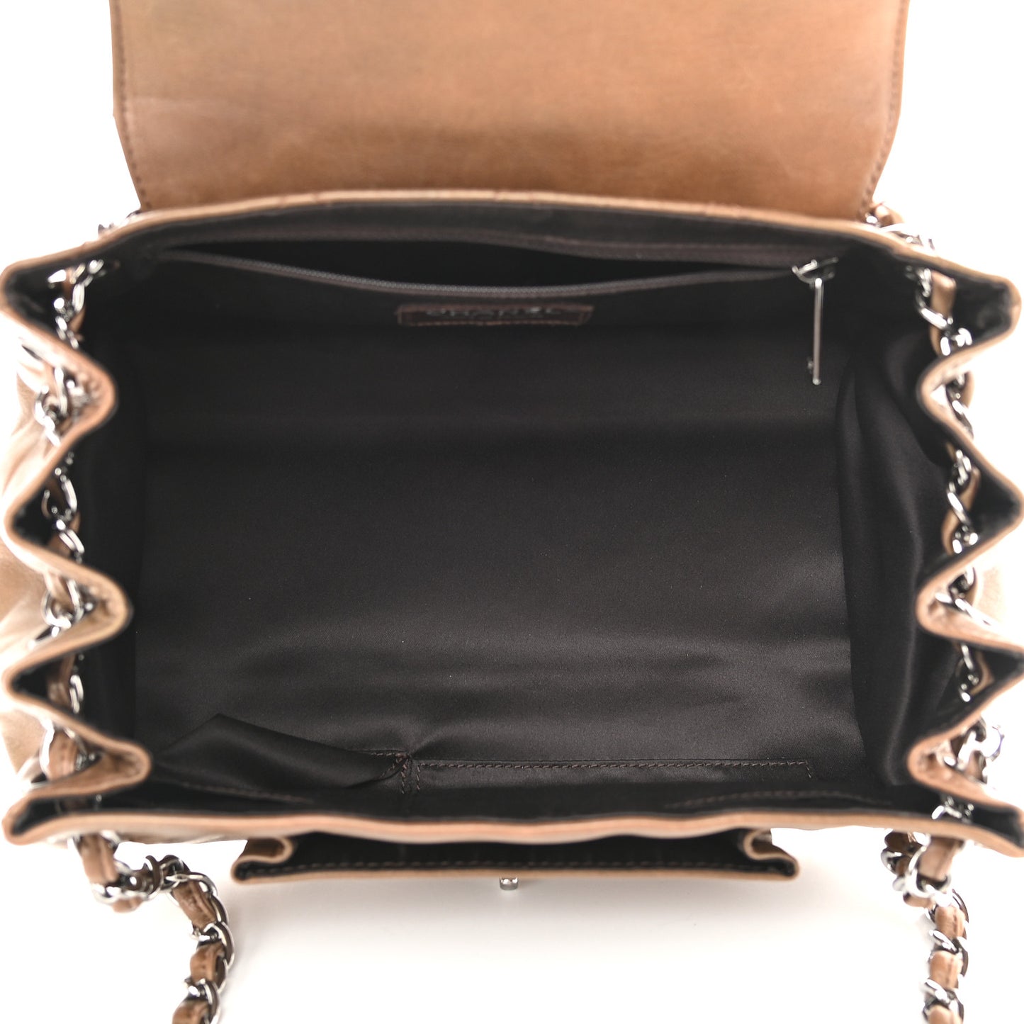 Calfskin Quilted Frame Flap Brown