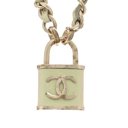 Chanel Metal Lambskin Lock Necklace Iridescent Green 4 of 6