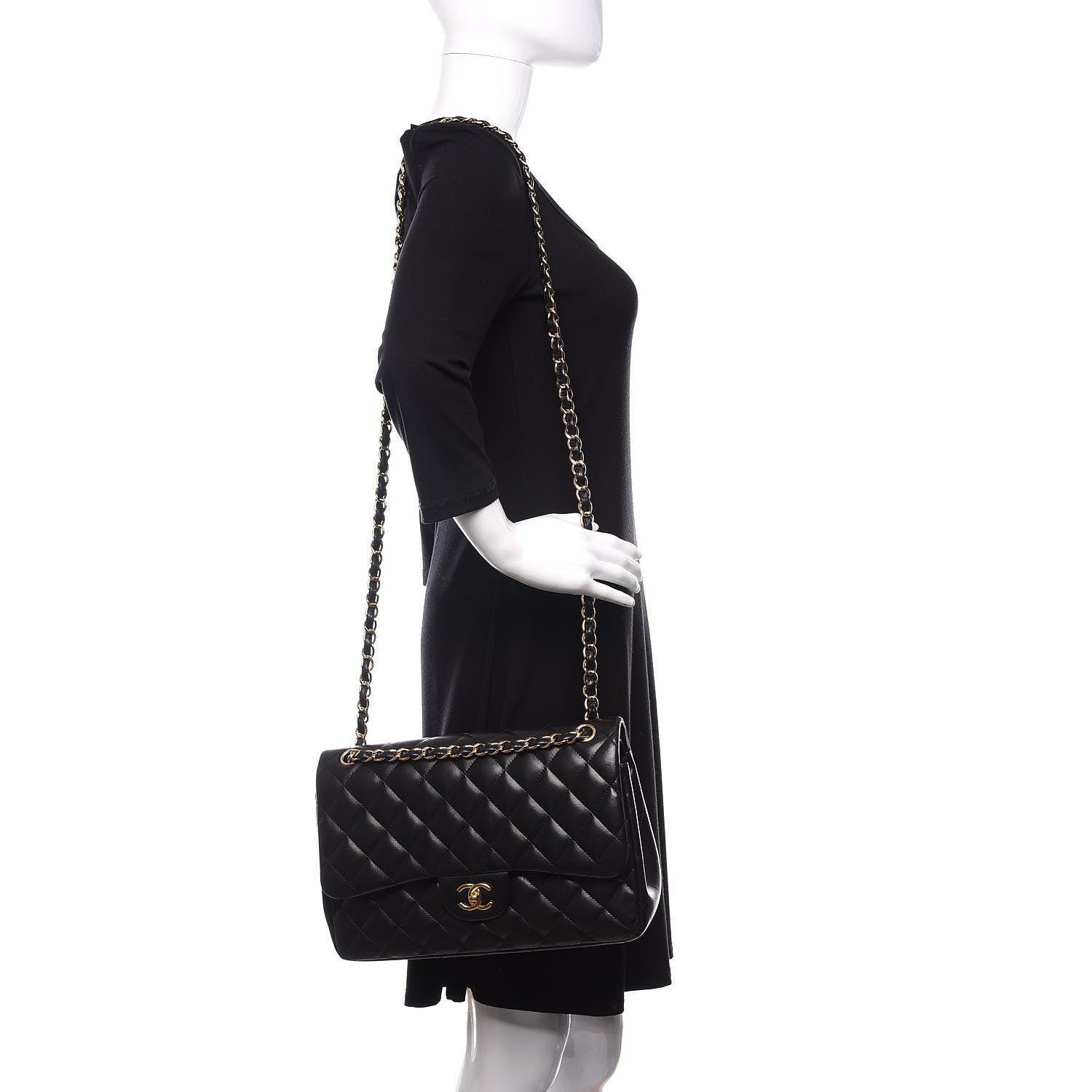 Chanel Lambskin Quilted Jumbo Double Flap Black 2 of 11