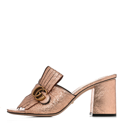 Gucci Galassia GG Marmont Fringe 75mm Slide Sandals 41 Salmone 1 of 13