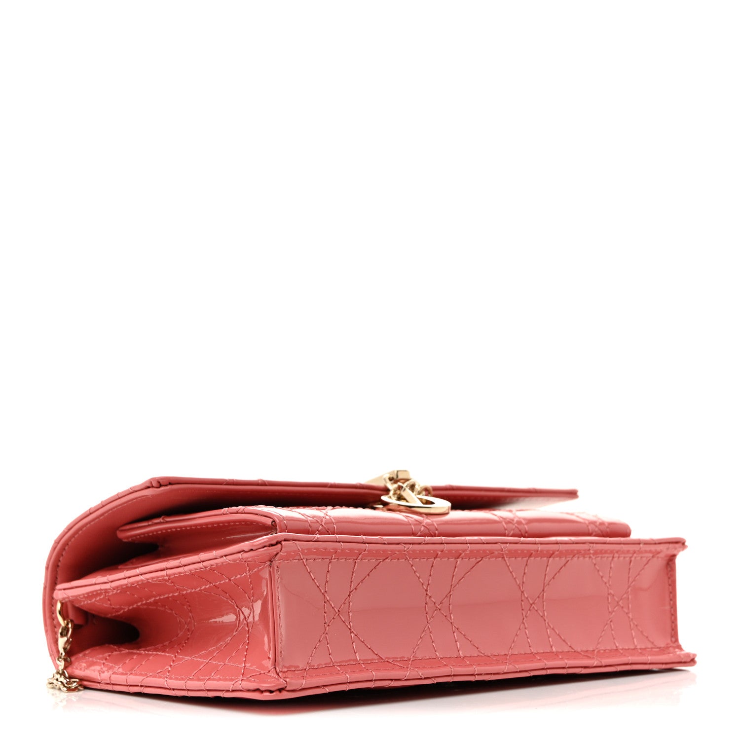 Christian Dior Patent Cannage Lady Dior Chain Pouch Pink 4 of 12