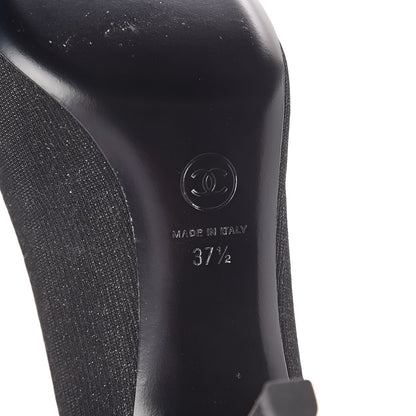 Chanel Fantasy Fabric Grosgrain Cap Toe Pumps 37.5 Black 6 of 8