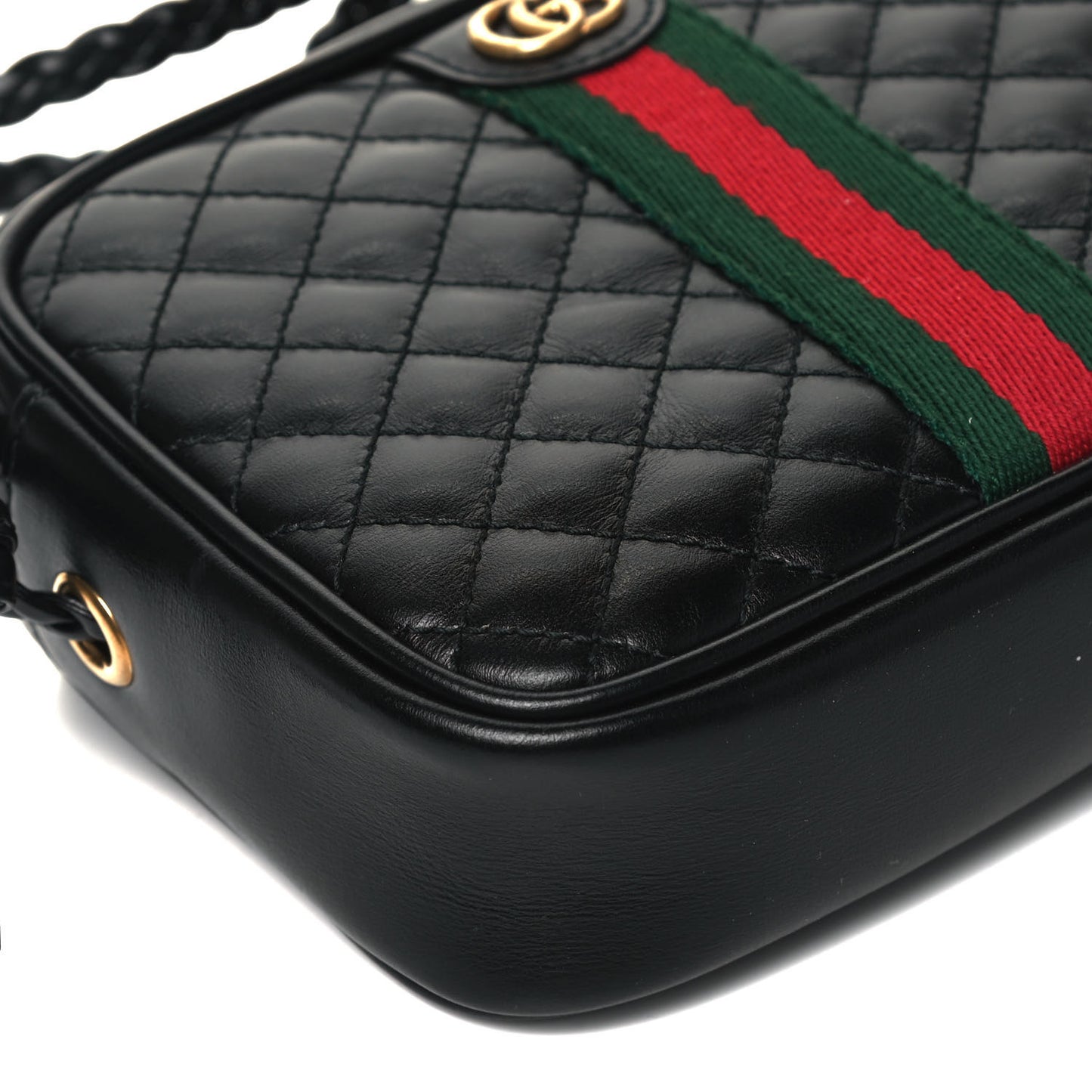 Calfskin Trapuntata Web Mini GG Shoulder Bag Black
