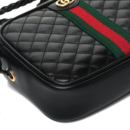 Gucci Calfskin Trapuntata Web Mini GG Shoulder Bag Black 7 of 8