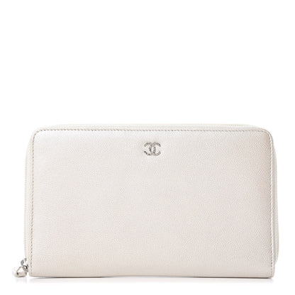 Chanel Metallic Caviar Large Sevruga Zip Around Organizer Wallet Silver 1 of 9