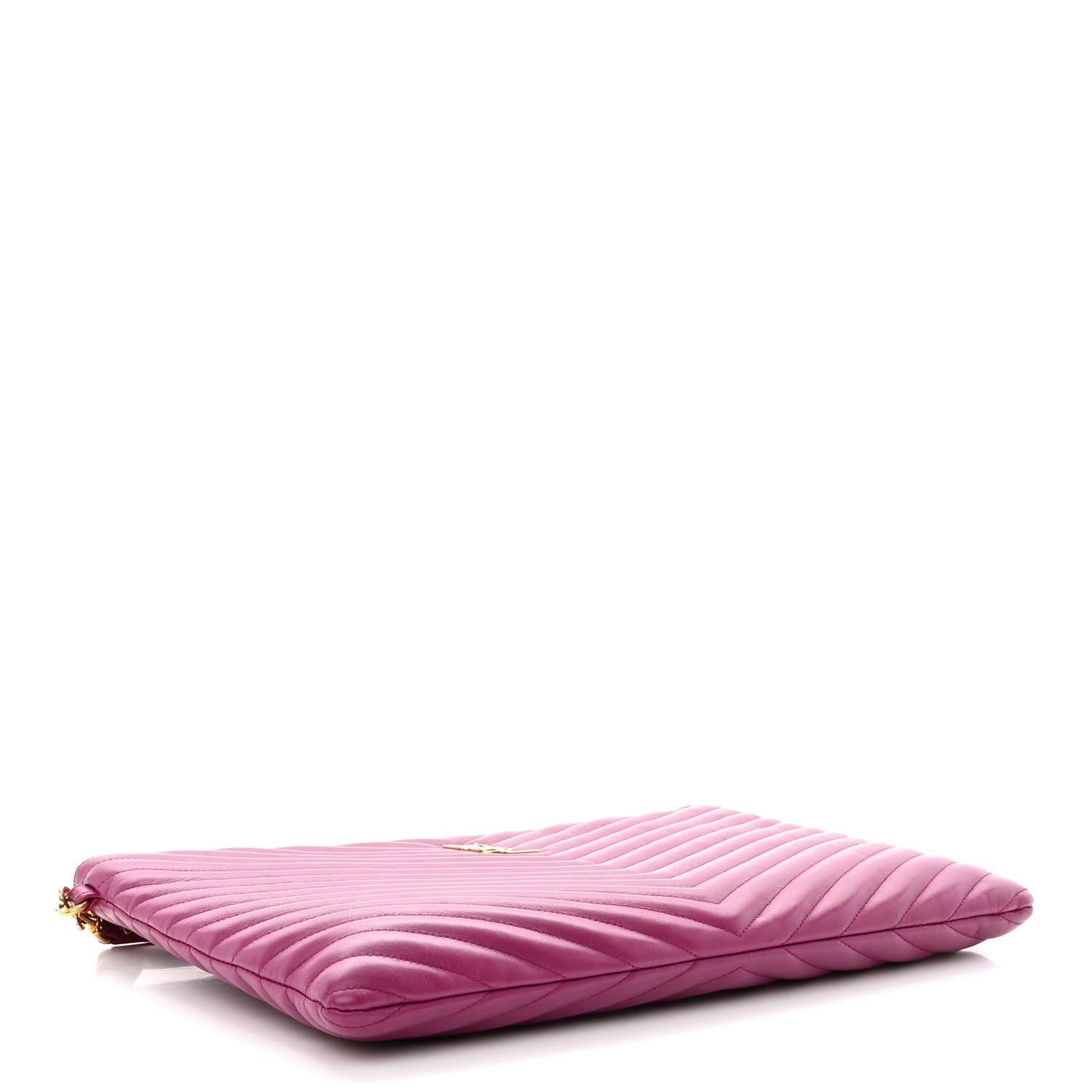 Saint Laurent Calfskin Matelasse Chevron Monogram Document Holder Dark Grape 4 of 14