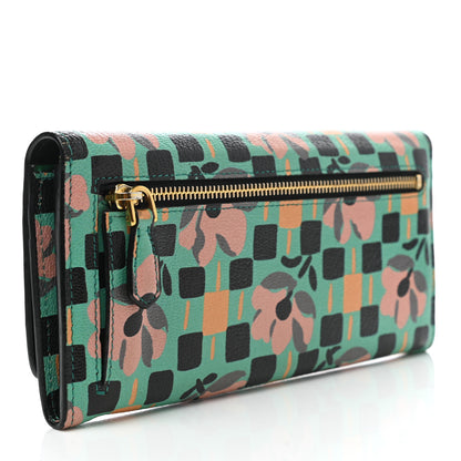 Prada Goatskin Floral Print Continental Flap Travel Wallet Mango 4 of 9