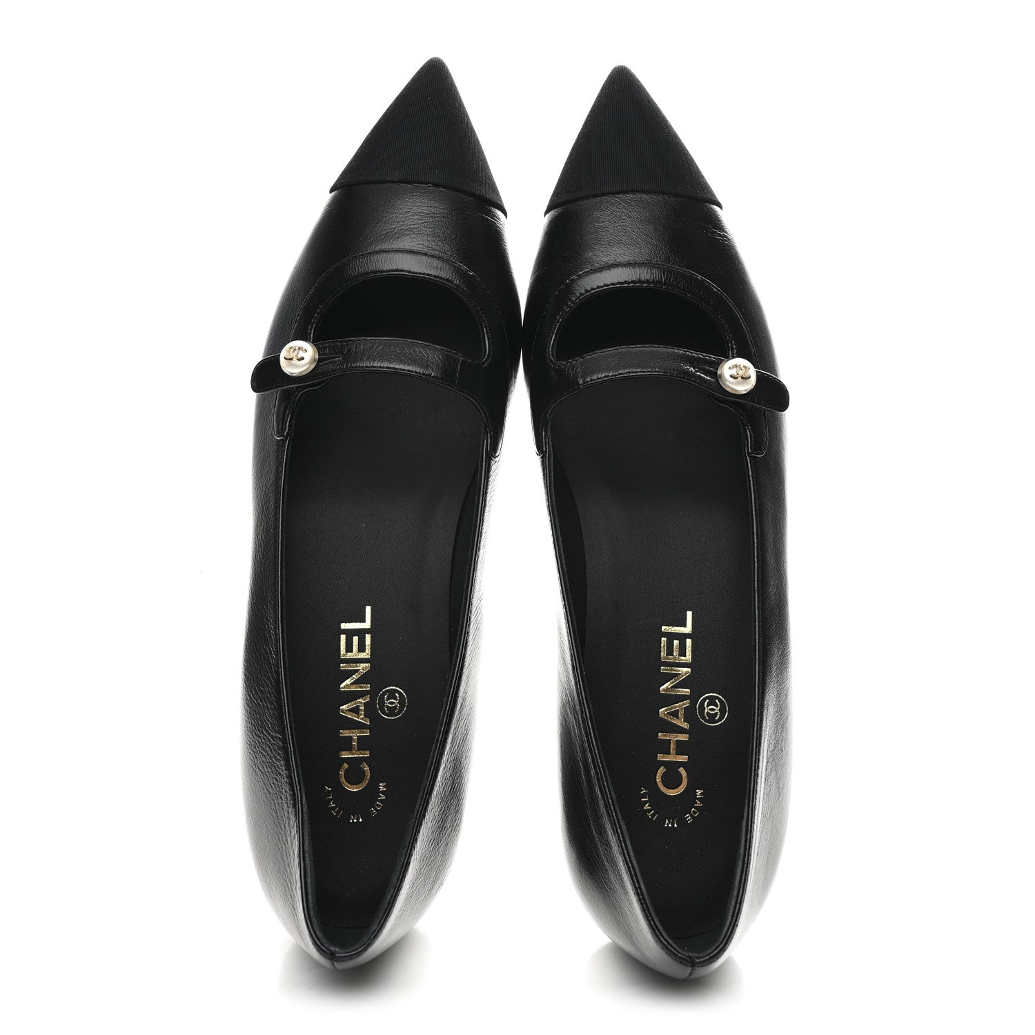 Chanel Shiny Lambskin Grosgrain Pearl Mary Jane Flats 40 Black 2 of 10