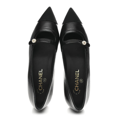 Chanel Shiny Lambskin Grosgrain Pearl Mary Jane Flats 40 Black 2 of 10