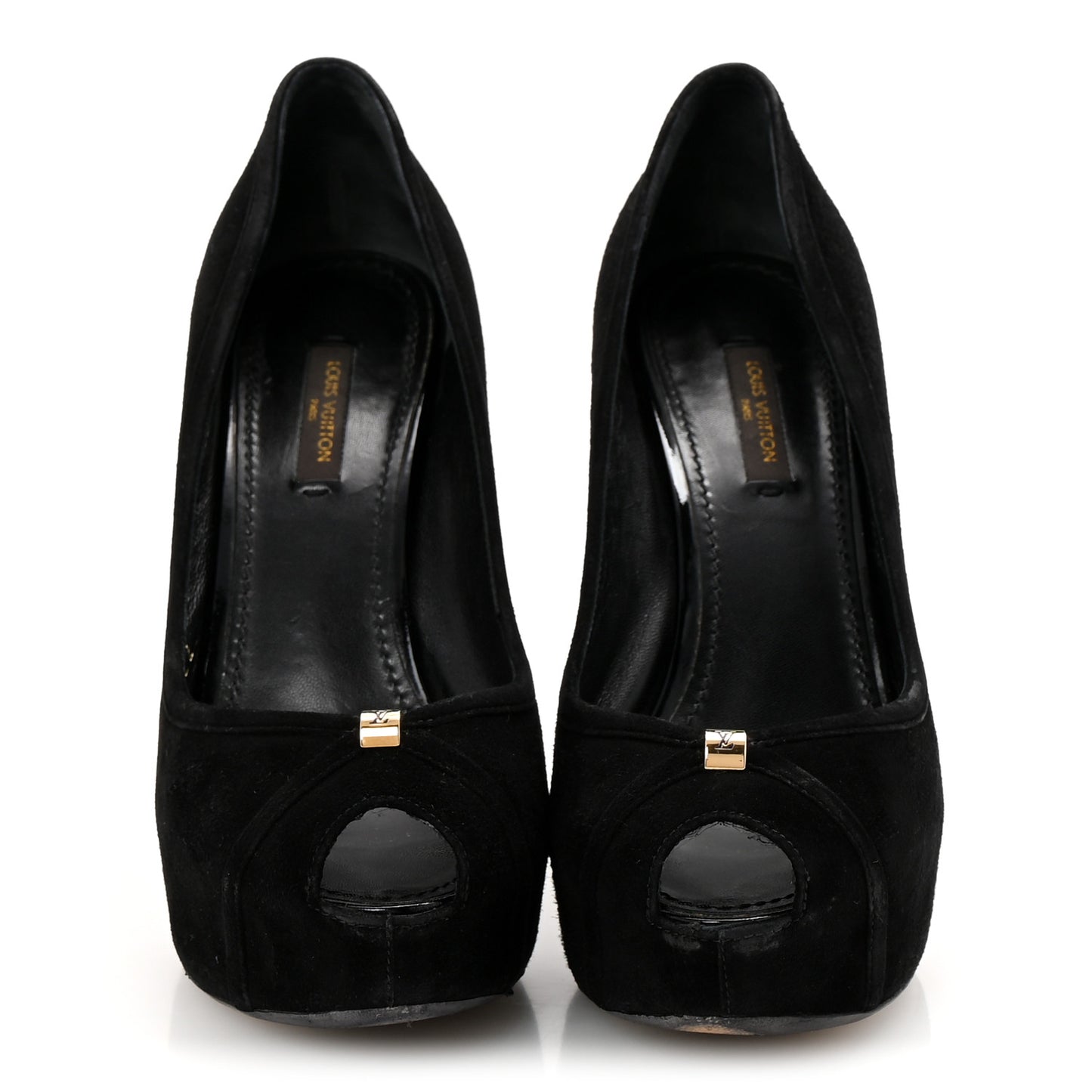 Suede Monogram Kimono Open Toe Pumps 37 Black