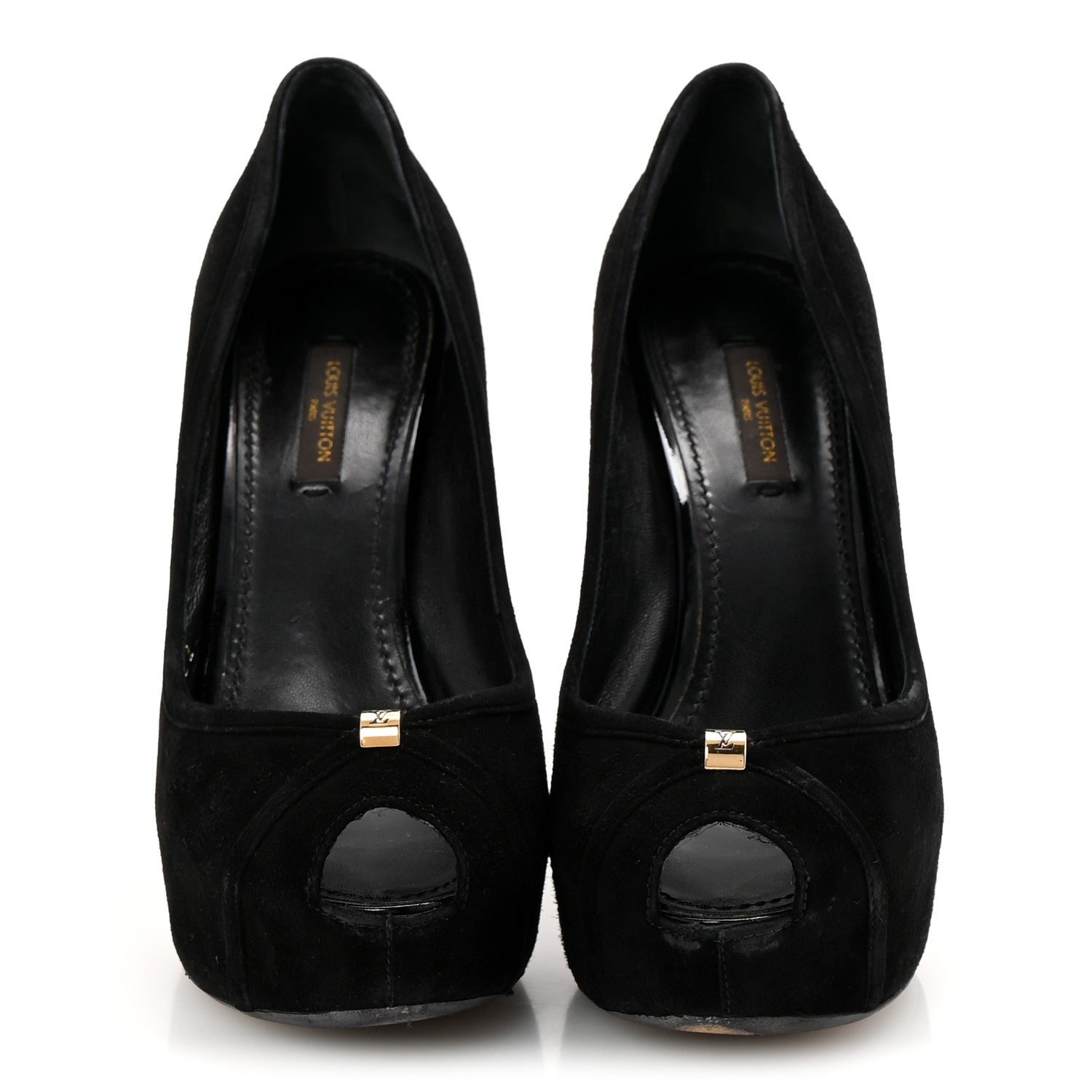 Louis Vuitton Suede Monogram Kimono Open Toe Pumps 37 Black 3 of 10