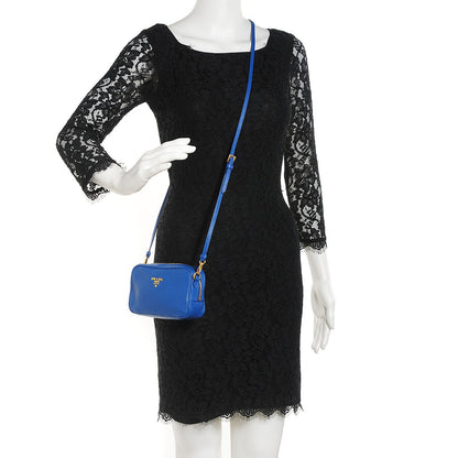 Prada Vitello Daino Mini Camera Crossbody Bag Azzurro 2 of 9