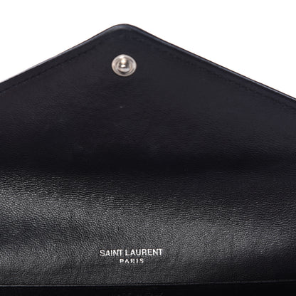 Saint Laurent Lambskin Y Quilted Monogram Large Loulou Flap Wallet Black 12 of 13