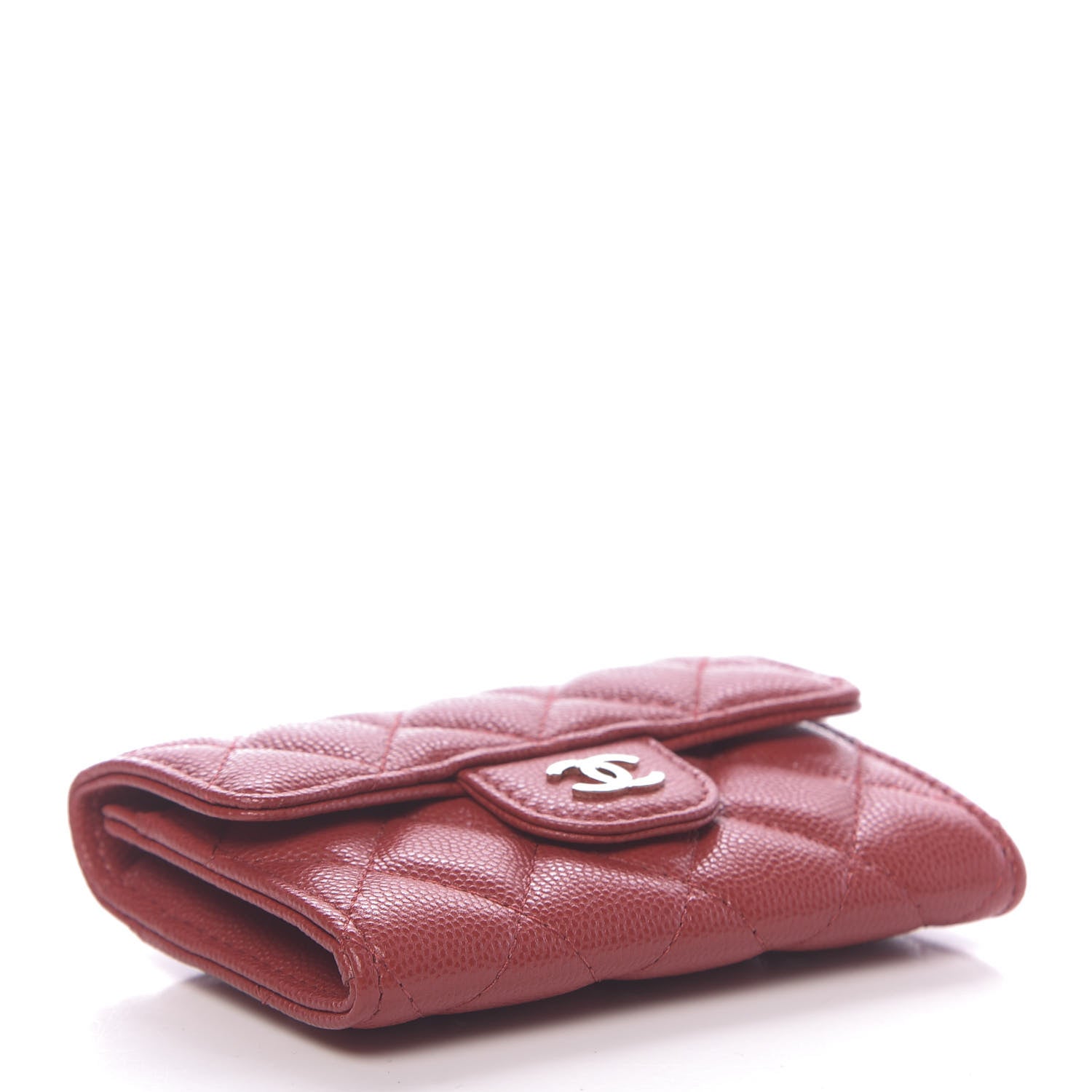 Chanel Caviar Quilted Flap Card Holder Wallet Red 4 of 9