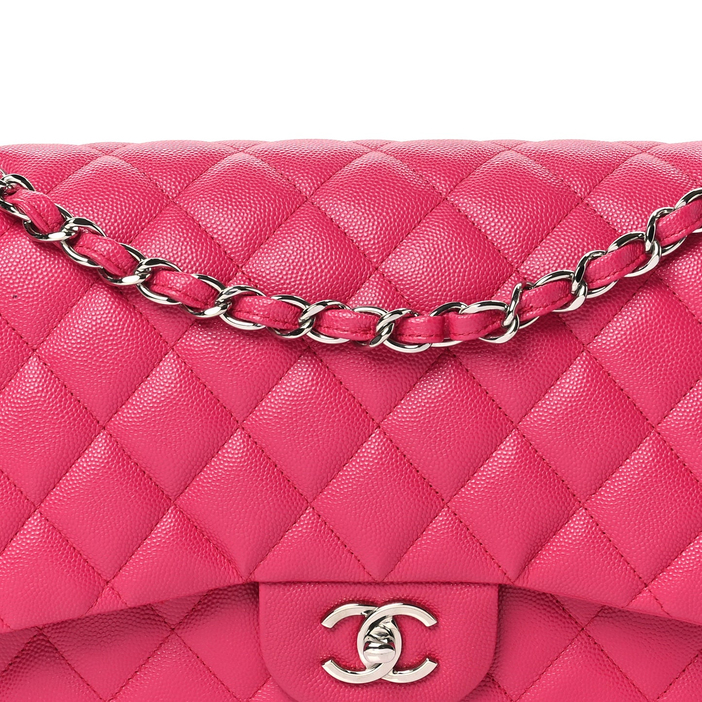Caviar Quilted Jumbo Double Flap Dark Pink