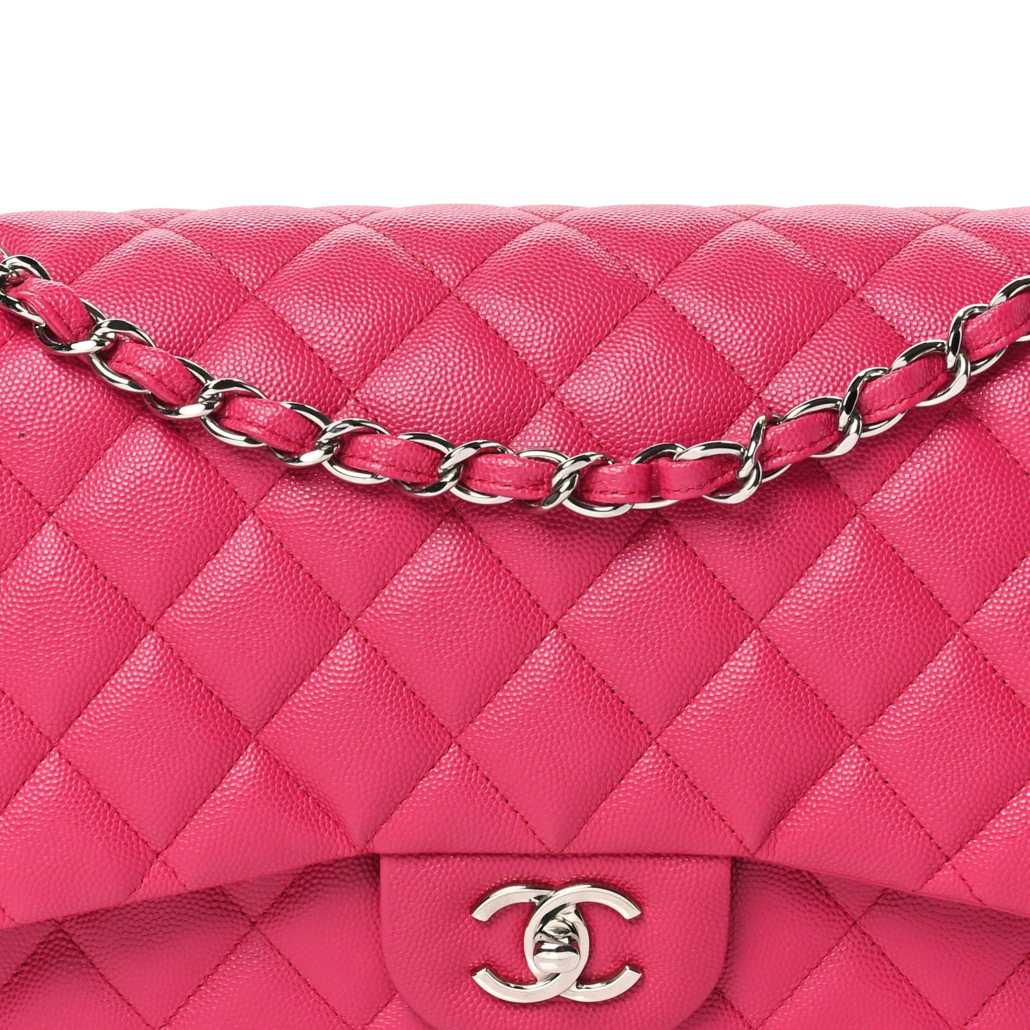 Chanel Caviar Quilted Jumbo Double Flap Dark Pink 8 of 10