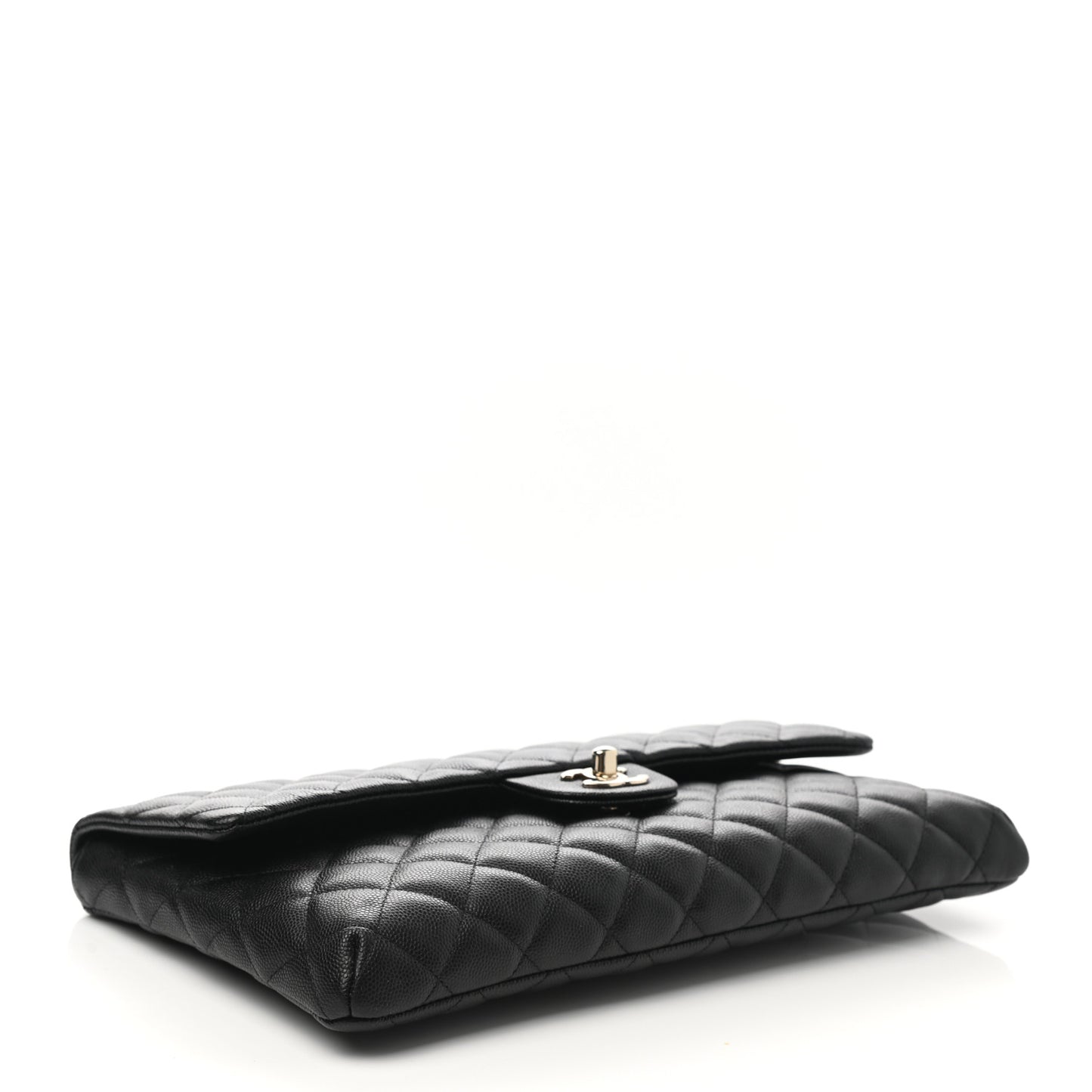Caviar Quilted Flap Clutch Black