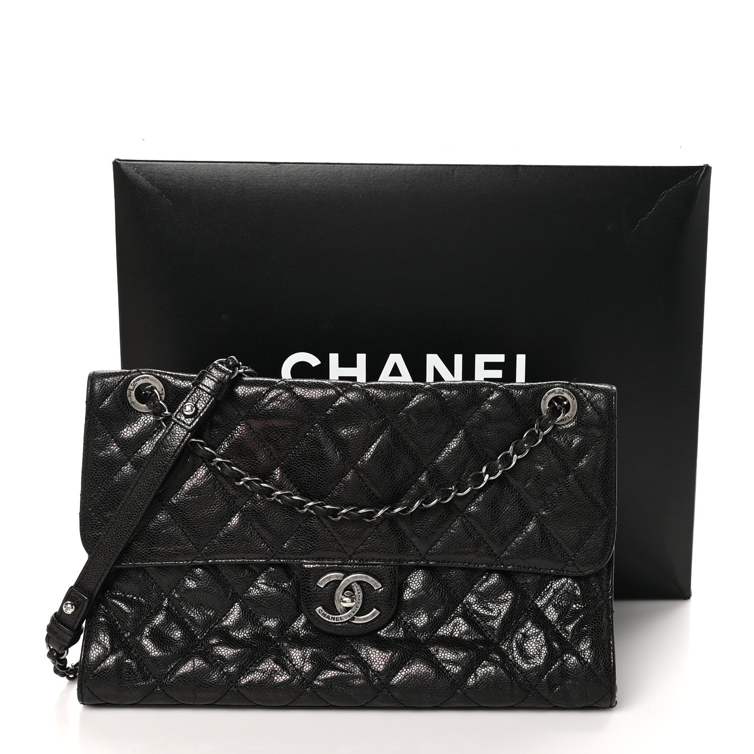 Chanel Crumpled Grained Calfskin Jumbo CC Crave Flap Black 11 of 11